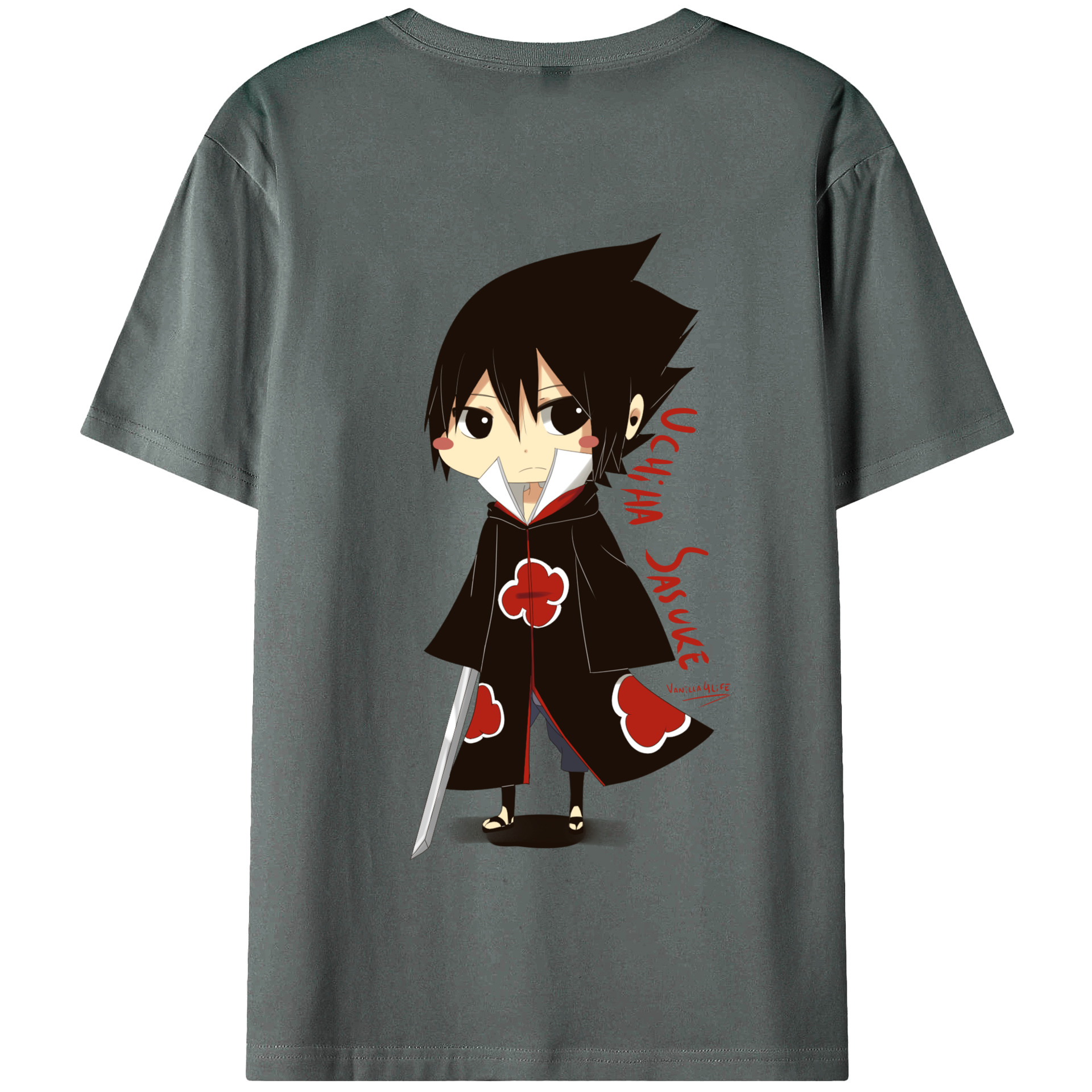 （画像用） NARUTO -ナルト- うちは サスケ Uchiha Sasuke 綿100％半袖Tシャツ（背面プリント）